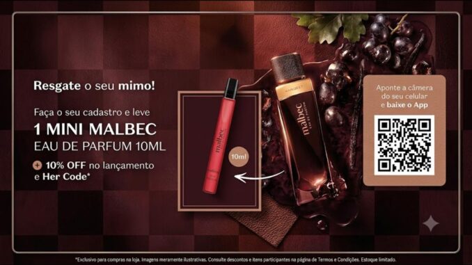 Ação de Fluxo Malbec EDP: Cadastro Garante Mini Malbec Eau de Parfum 10ml