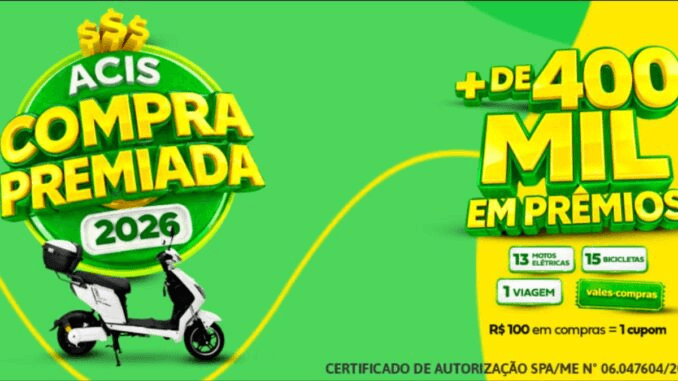 ACIS Compra Premiada 2026: Motos Elétricas e Mais de R$370 Mil em Prêmios (Sertãozinho – SP)