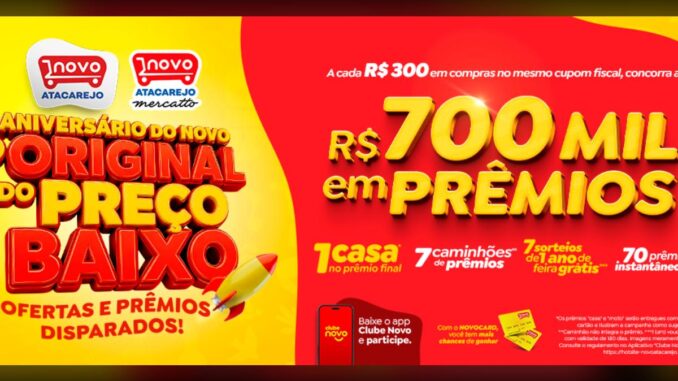 Aniversário Novo Atacarejo 2026: Casa, Caminhões de Prêmios e R$790 mil para Clientes de AL, PB e PE
