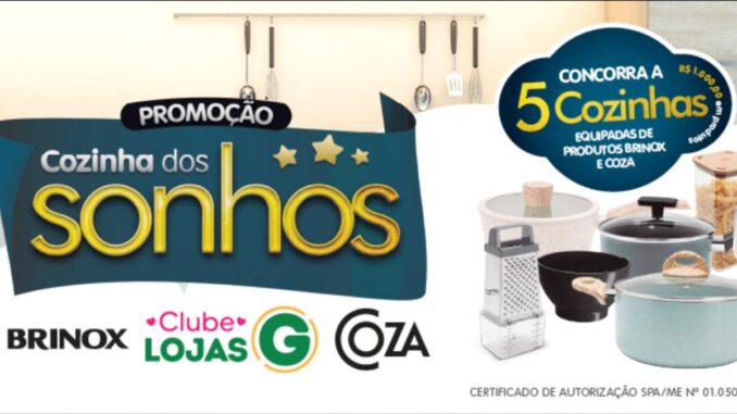 Cozinha dos Sonhos Lojas G, Brinox e Coza: Kits de R$1.000,00 em 5 Sorteios Semanais