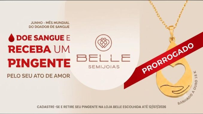 Doe Sangue em Junho e Julho e Garanta um Pingente Banhado a Ouro 18K na Belle Semijoias