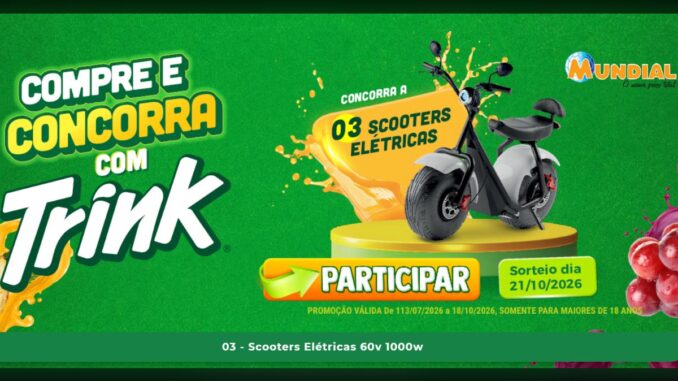 Promoção Compra e Concorra com Trink: 3 Scooters Elétricas em Jogo no MundialMix(SC)