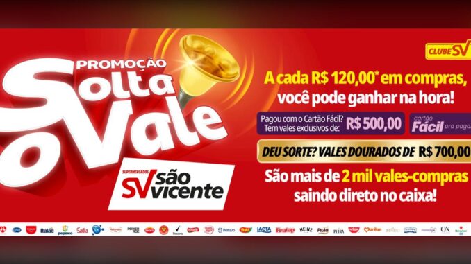 Promoção Solta o Vale: Supermercados São Vicente Distribuem Vale-Compras de Até R$700,00 (Interior de São Paulo)